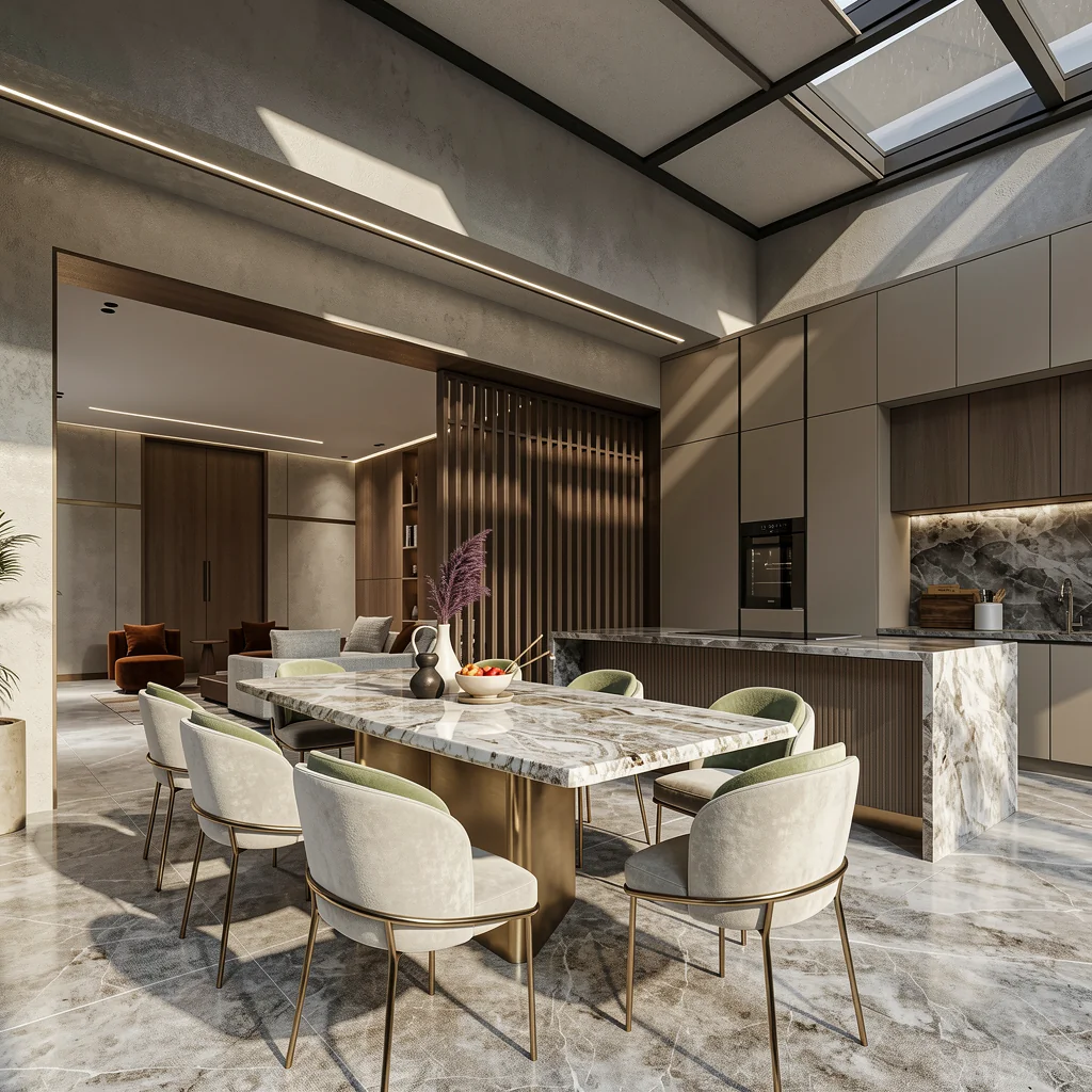 Al Tayer Project Villa — Dining Table with Open Kitchen