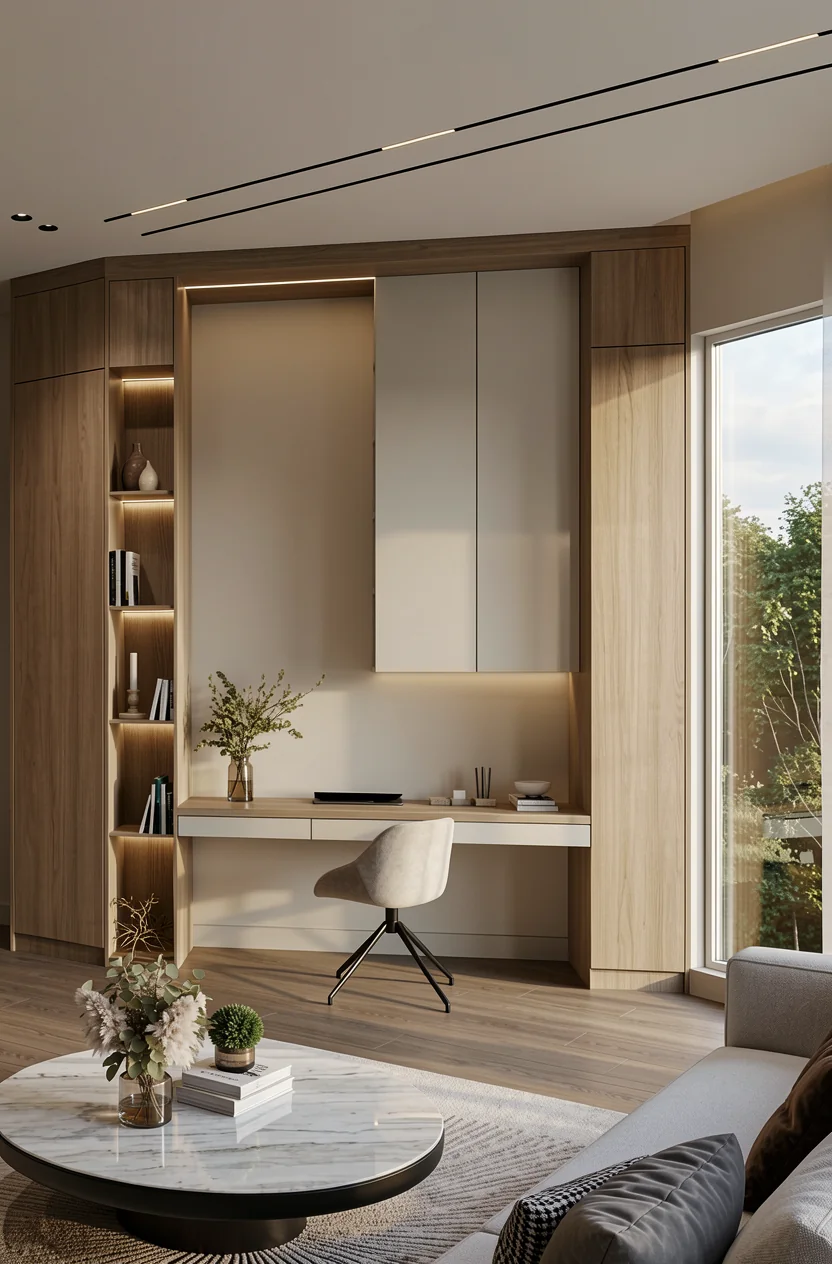 Al Tayer Project Villa — Study Table with Open Bookshelf